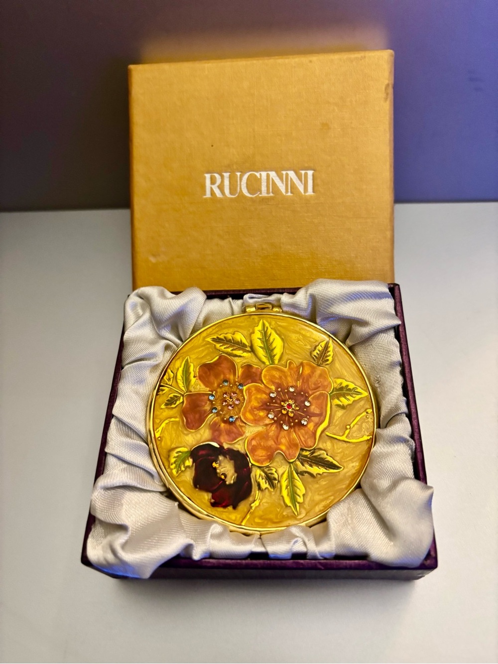 Rucinni Enamel & Swarovski Crystal Compact Mirror